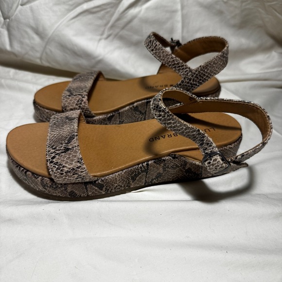 Lucky Brand Girls Size 3 M‎ Platform Sandals Snake Skin Pattern - Picture 3 of 16